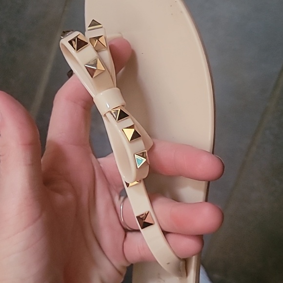 Olivia Miller Studded Jelly Flat Sandal Pink & Gold Size 10 Women's - Picture 3 of 6